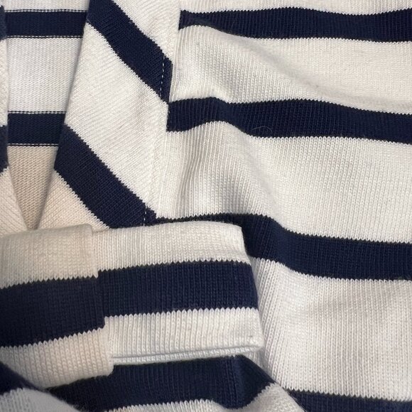 kate spade Women's Sweater White Navy Stripes Long Sleeve Size XL V-Neck Pockets - Picture 3 of 9